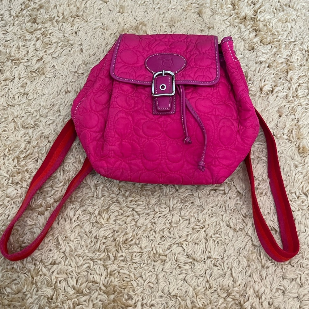 Coach Pink Quilted Backpack